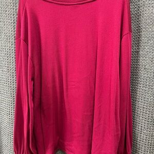 Ava & Viv Balloon Sleev Pink Oversized Top